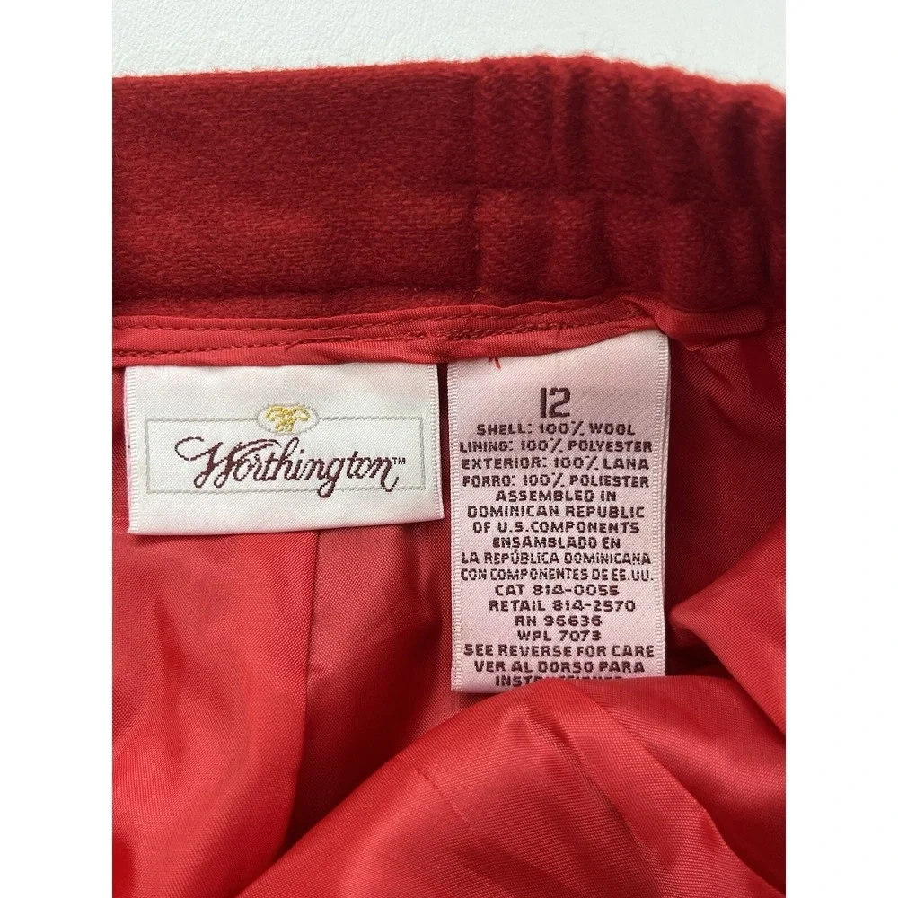 Worthington Women's Size 12 Red A-line Midi Lined Career Wool Classic Skirt NWOT